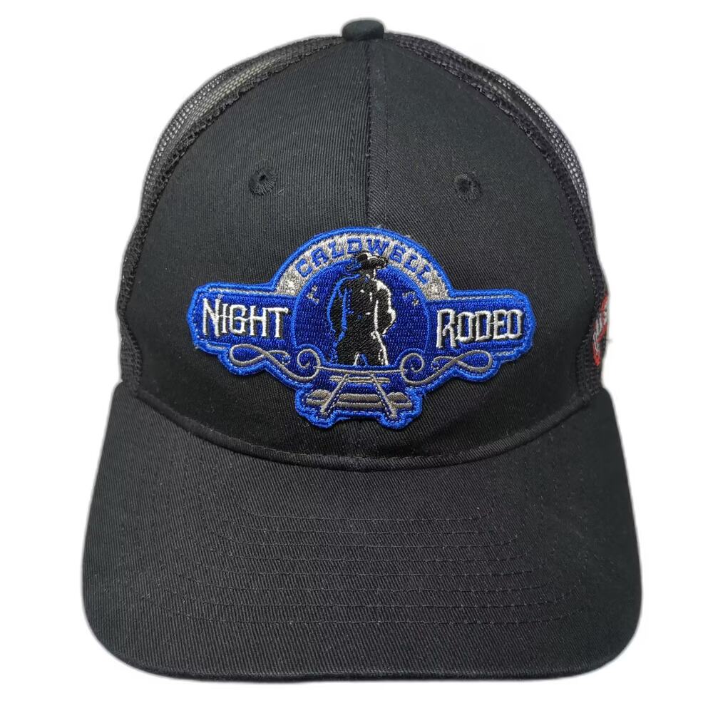 AMG Caldwell Night Rodeo Trucker Hat Black Blue OS Snapback Mesh Patch Graphic